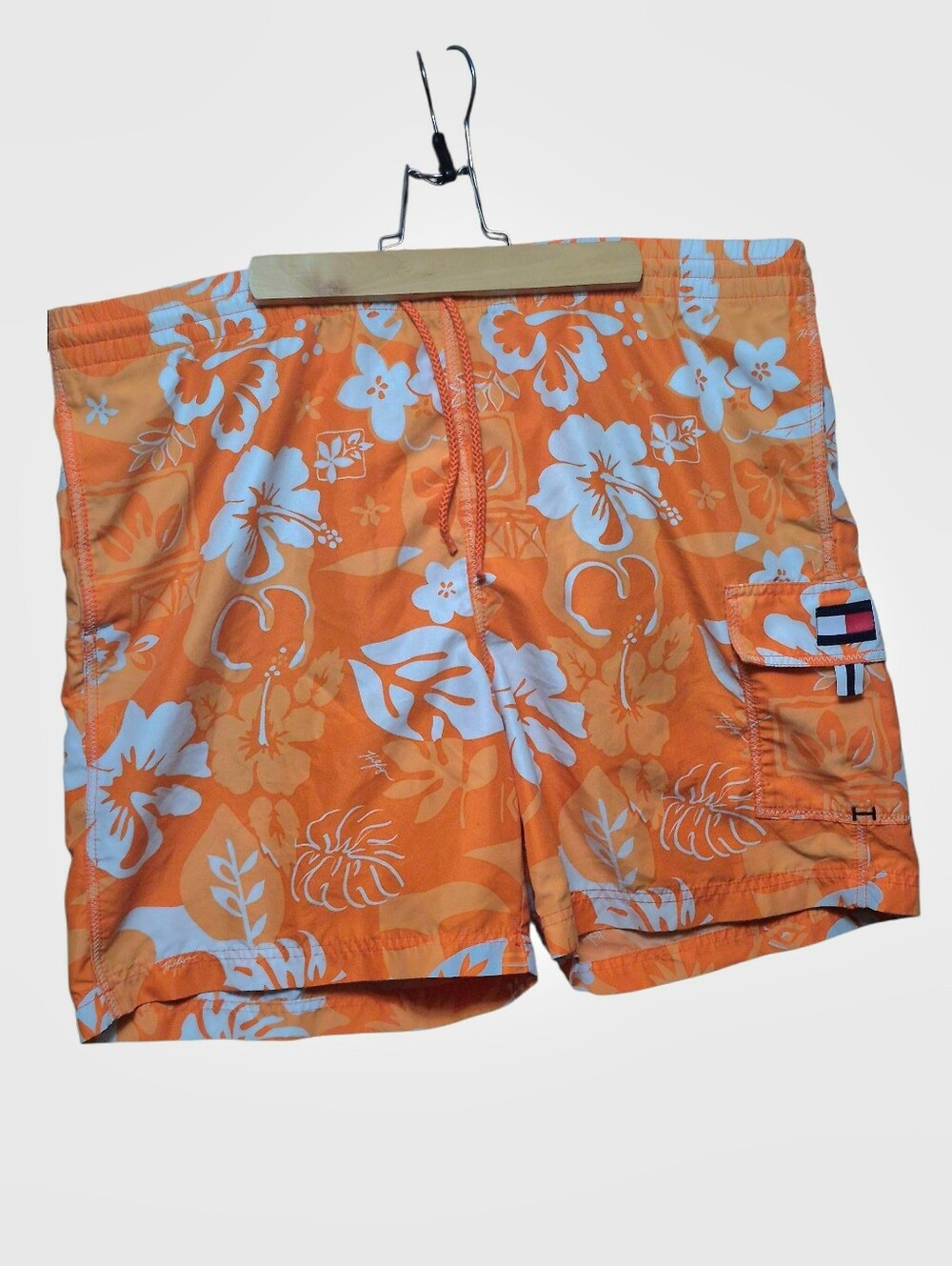 Tommy Hilfiger Orange & White Floral Swim Shorts Innner Lining removed